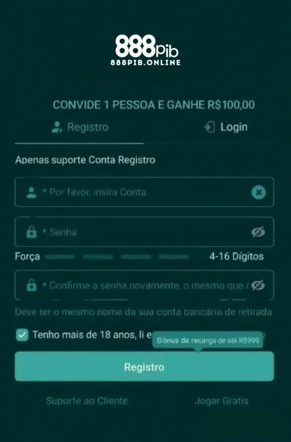 Cadastro na 888PIB cassino